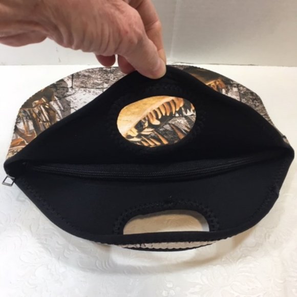 Tyrannosaurus Rex Skeleton Next to Stone Wall Neoprene Lunch Bag 12x6.5x10.5 - Picture 14 of 16